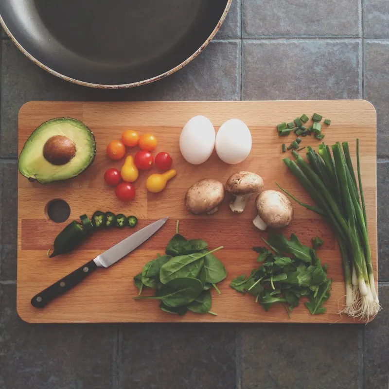 Fresh restaurant ingredients laid out for food cost calculation